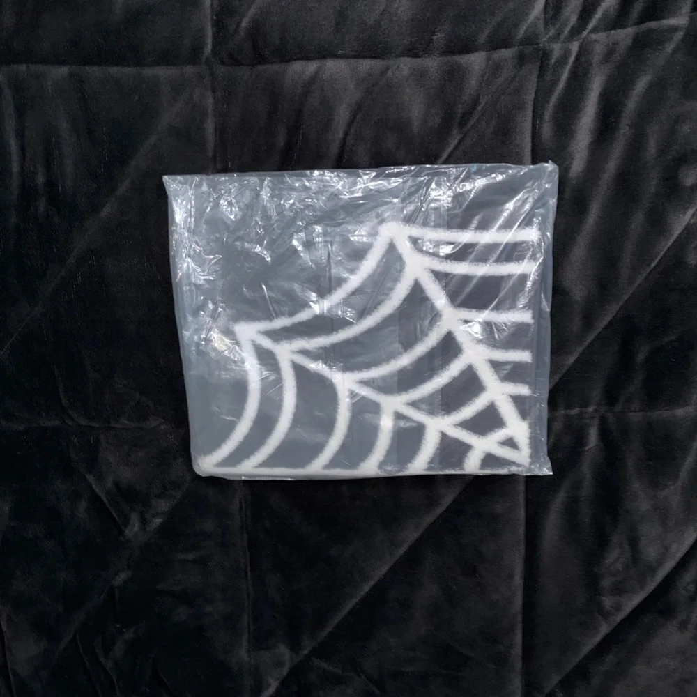 Black and White Spiderweb Bath Mat